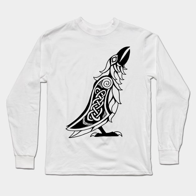 Viking Celtic Raven Muninn Huginn Long Sleeve T-Shirt by pigdragon